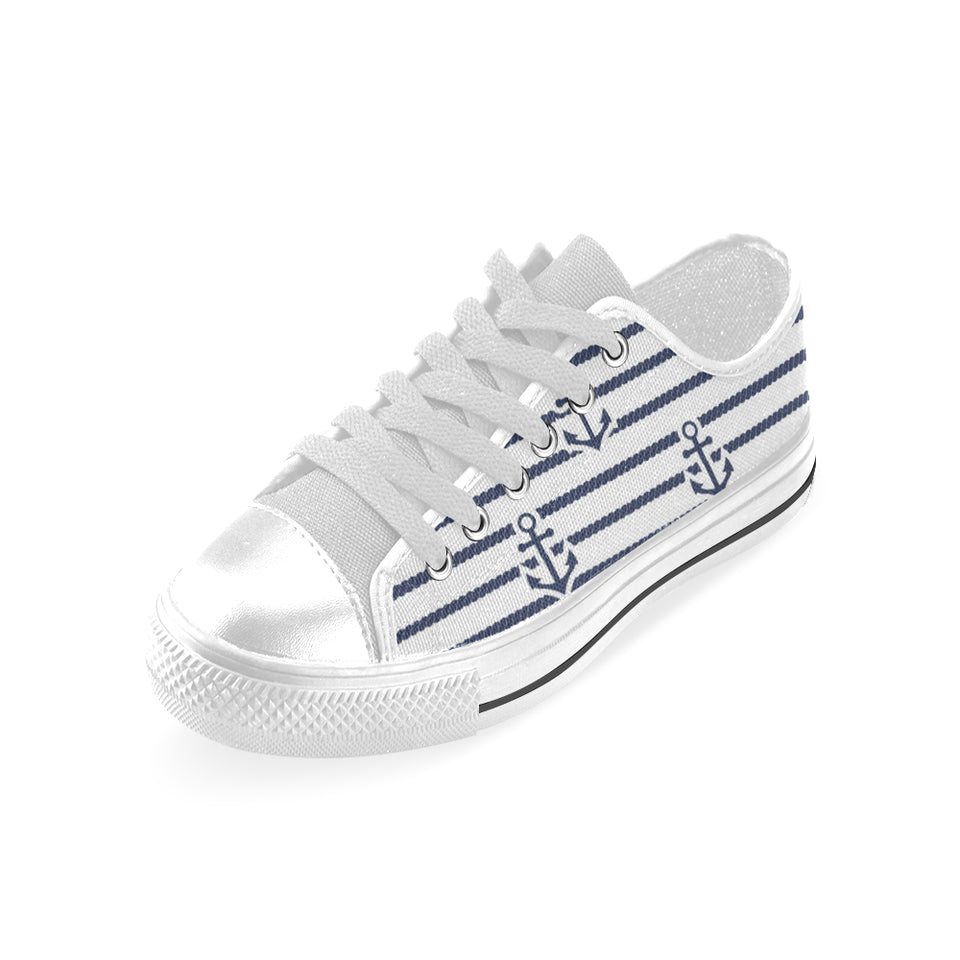 Anchor rope nautical  pattern Men's Low Top Shoes White