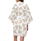 Hand drawn pizza pattern Women's Short Kimono Robe