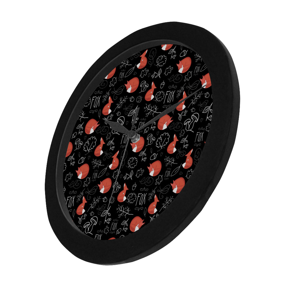 fox sleeping fox pattern Elegant Black Wall Clock