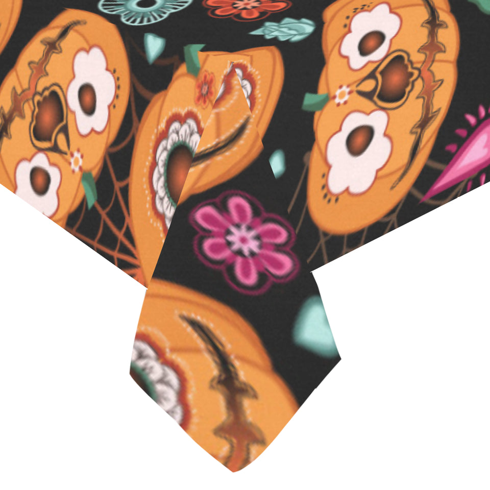 Pumpkin flowers spiderweb Halloween theme Tablecloth