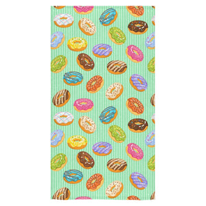 Colorful donut pattern green background Bath Towel