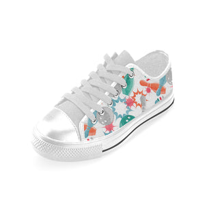 Watercolor bowling pattern Men's Low Top Shoes White