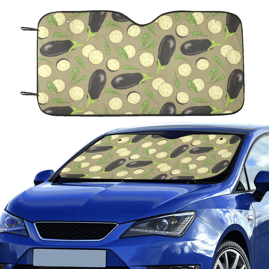 Eggplant Pattern Print Design 02 Car Sun Shade