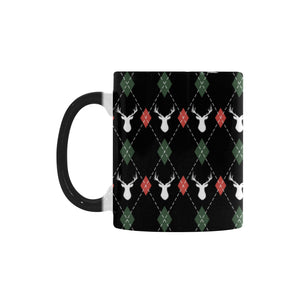 Deer Christmas new year pattern argyle Morphing Mug Heat Changing Mug