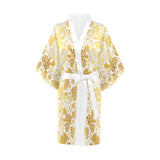 Gold grape pattern Women's Short Kimono Robe