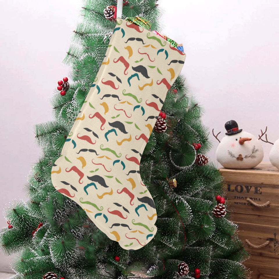 Mustache Beard Pattern Print Design 03 Christmas Stocking