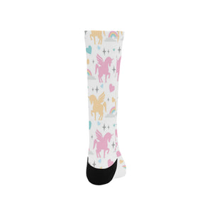 colorful unicorn rainbow heart pattern Crew Socks
