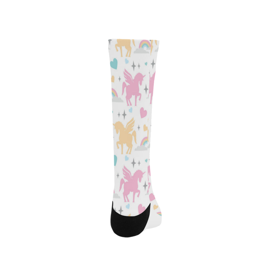 colorful unicorn rainbow heart pattern Crew Socks