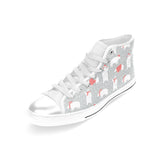 Cute polar bear christmas snow pattern Women's High Top Canvas Shoes White