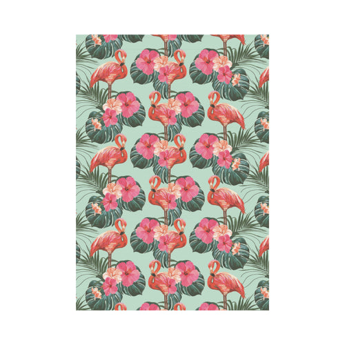 Beautiful flamingo tropical palm leaves hibiscus p House Flag Garden Flag