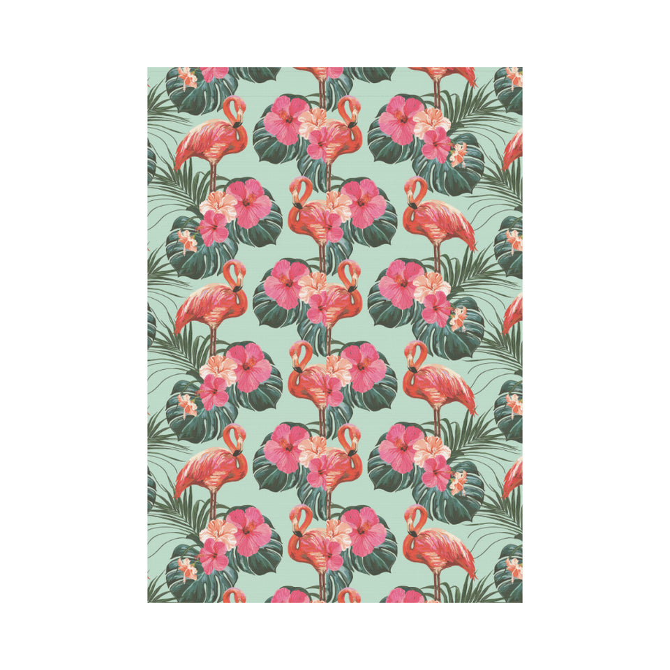 Beautiful flamingo tropical palm leaves hibiscus p House Flag Garden Flag