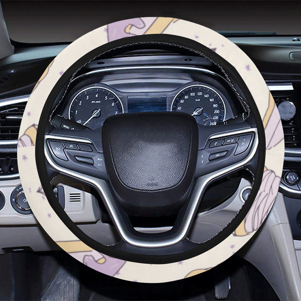 Cakes pies tarts muffins and eclairs purple bluebe Car Steering Wheel Cover