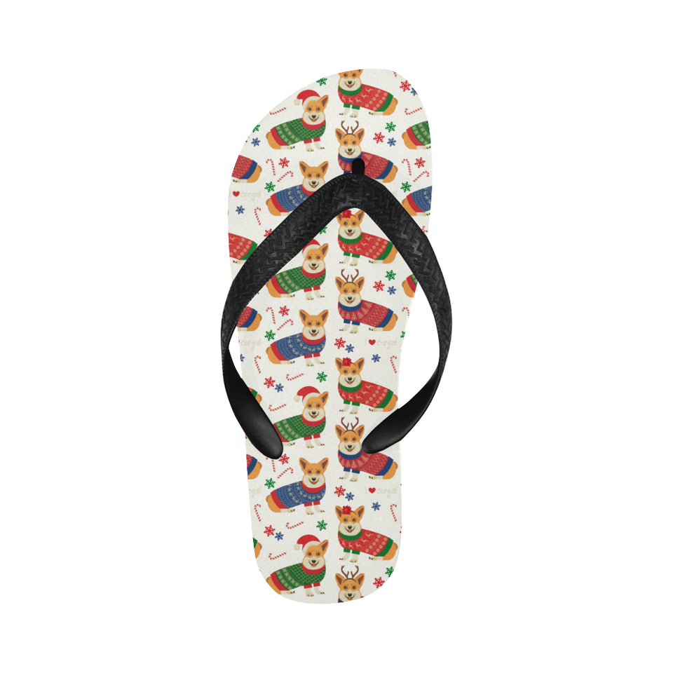 Corgi Christmas Pattern Unisex Flip Flops