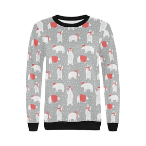 Cute polar bear christmas snow pattern Women's Crew Neck Sweatshirt