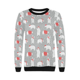 Cute polar bear christmas snow pattern Women's Crew Neck Sweatshirt