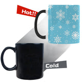 Snowflake pattern blue background Morphing Mug Heat Changing Mug
