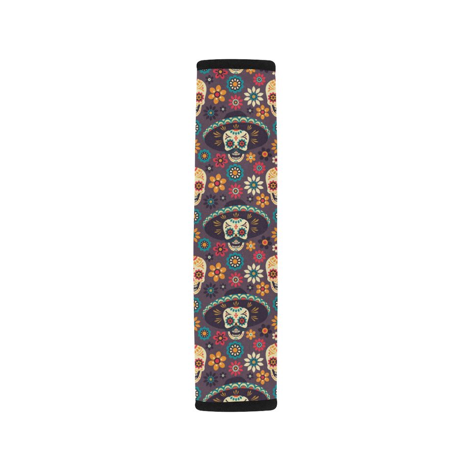 Sugar skulls flower maxican pattern Car Seat Belt Cover