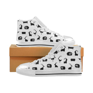Goat ram pattern Women's High Top Canvas Shoes White