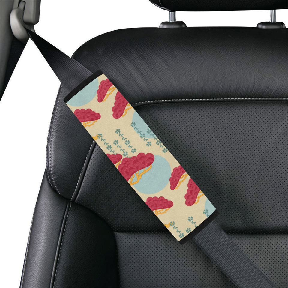 Red Bonsai gray sun japanese pattern Car Seat Belt Cover