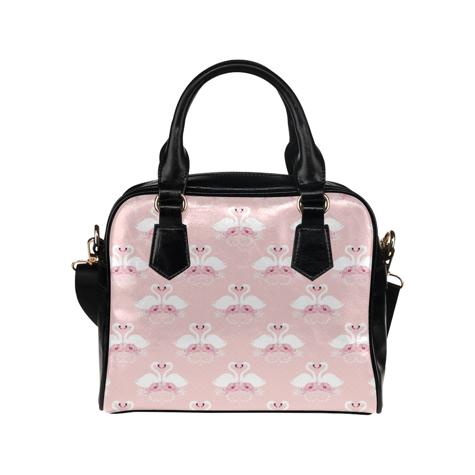 White swan and flower love pattern Shoulder Handbag