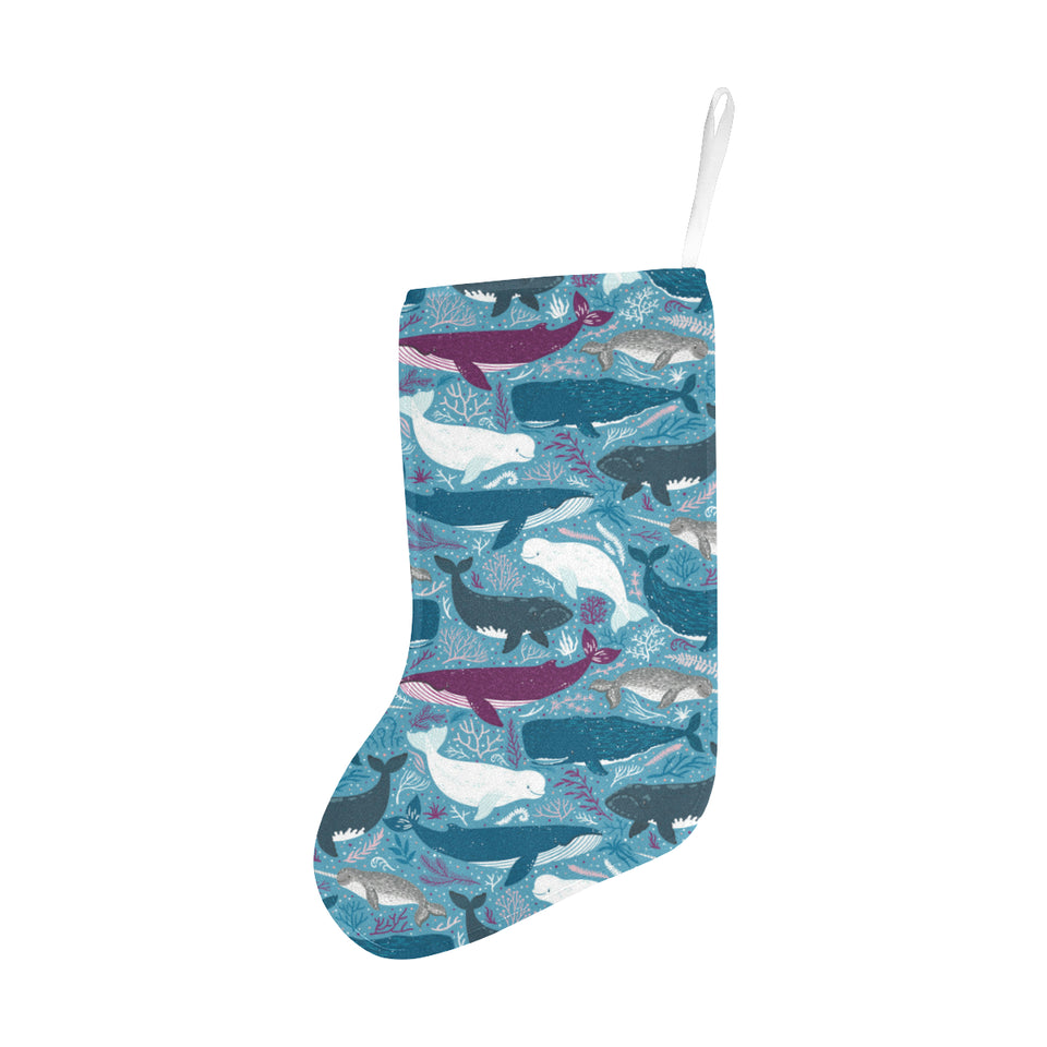 Whale design pattern Christmas Stocking