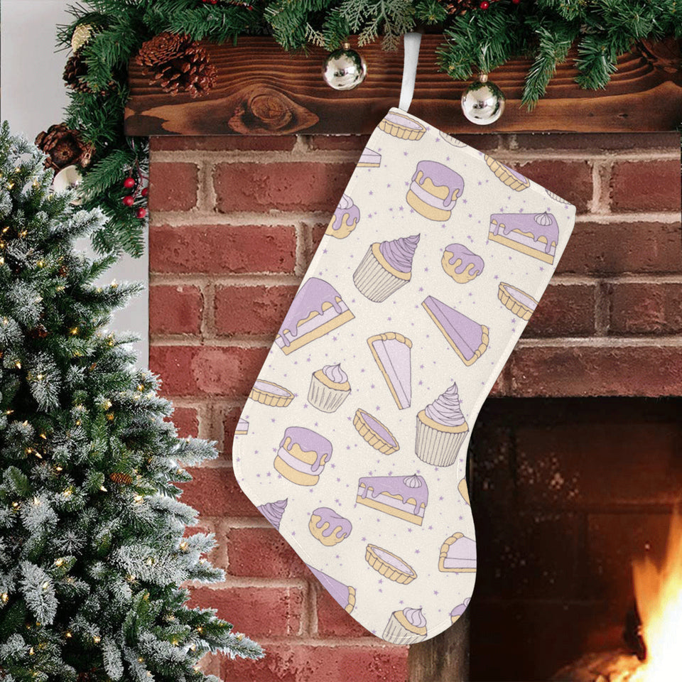 Cakes pies tarts muffins and eclairs purple bluebe Christmas Stocking