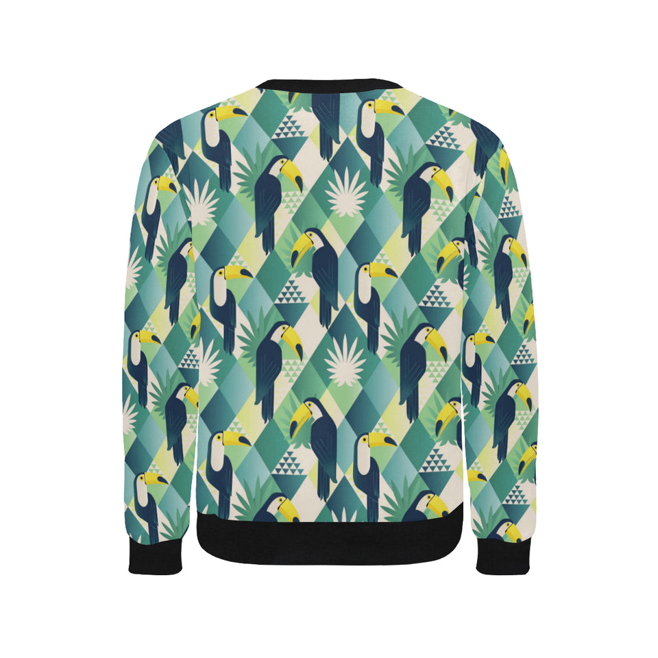 Toucan tropical leaves design pattern Men's Crew Neck Sweatshirt