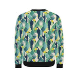 Toucan tropical leaves design pattern Men's Crew Neck Sweatshirt