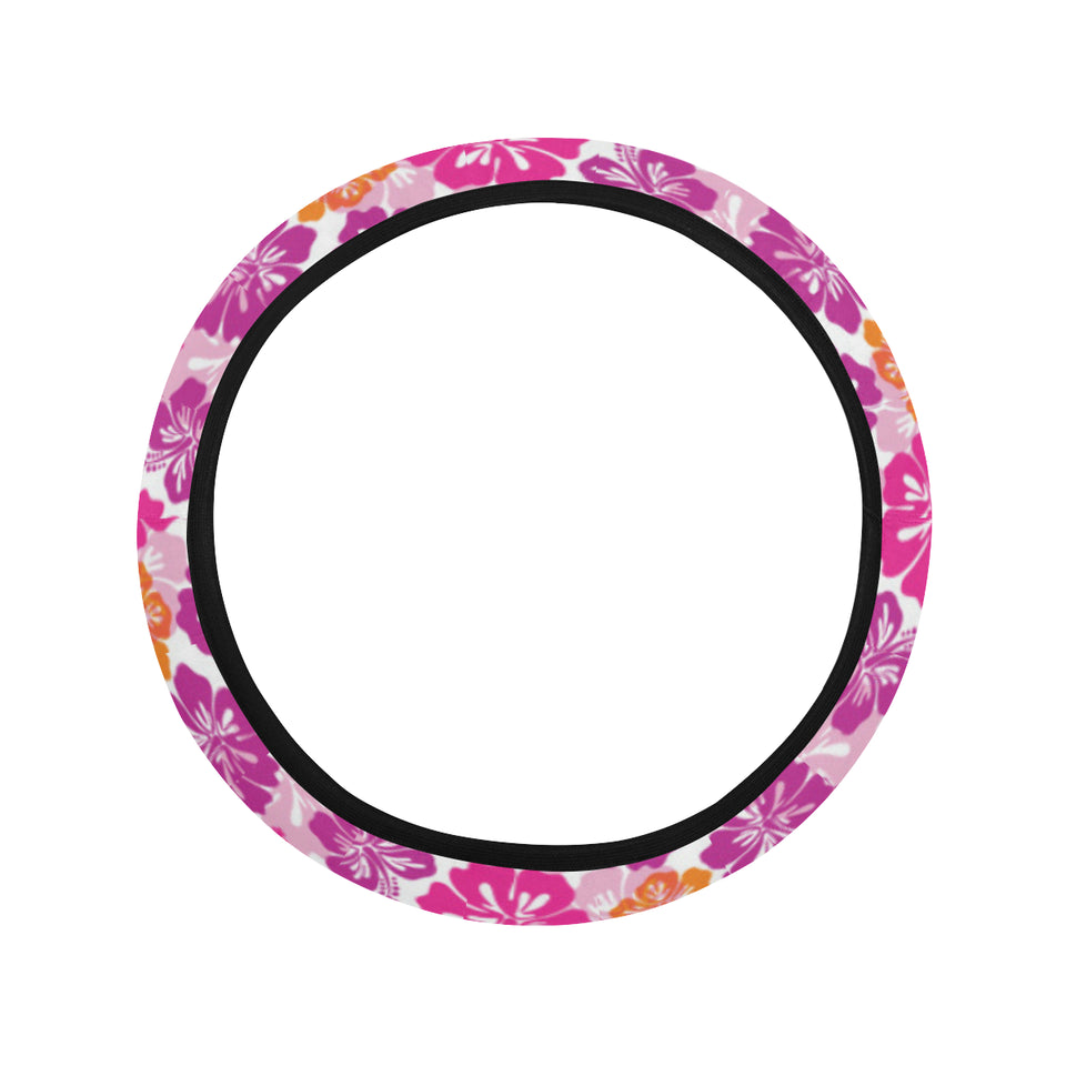 Hibiscus Pattern Print Design 01 Car Steering Wheel Cover