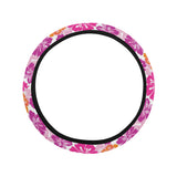 Hibiscus Pattern Print Design 01 Car Steering Wheel Cover