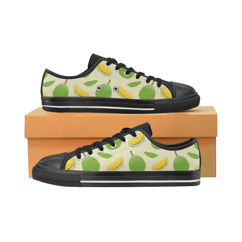 Durian pattern Men's Low Top Canvas Shoes Black