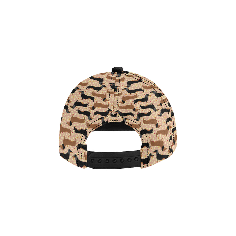 Dachshund floral background All Over Print Snapback Cap