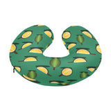 Durian pattern green background U-Shaped Travel Neck Pillow
