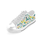 Cute parrot toucan flamingo cactus exotic leaves p Men's Low Top Shoes White