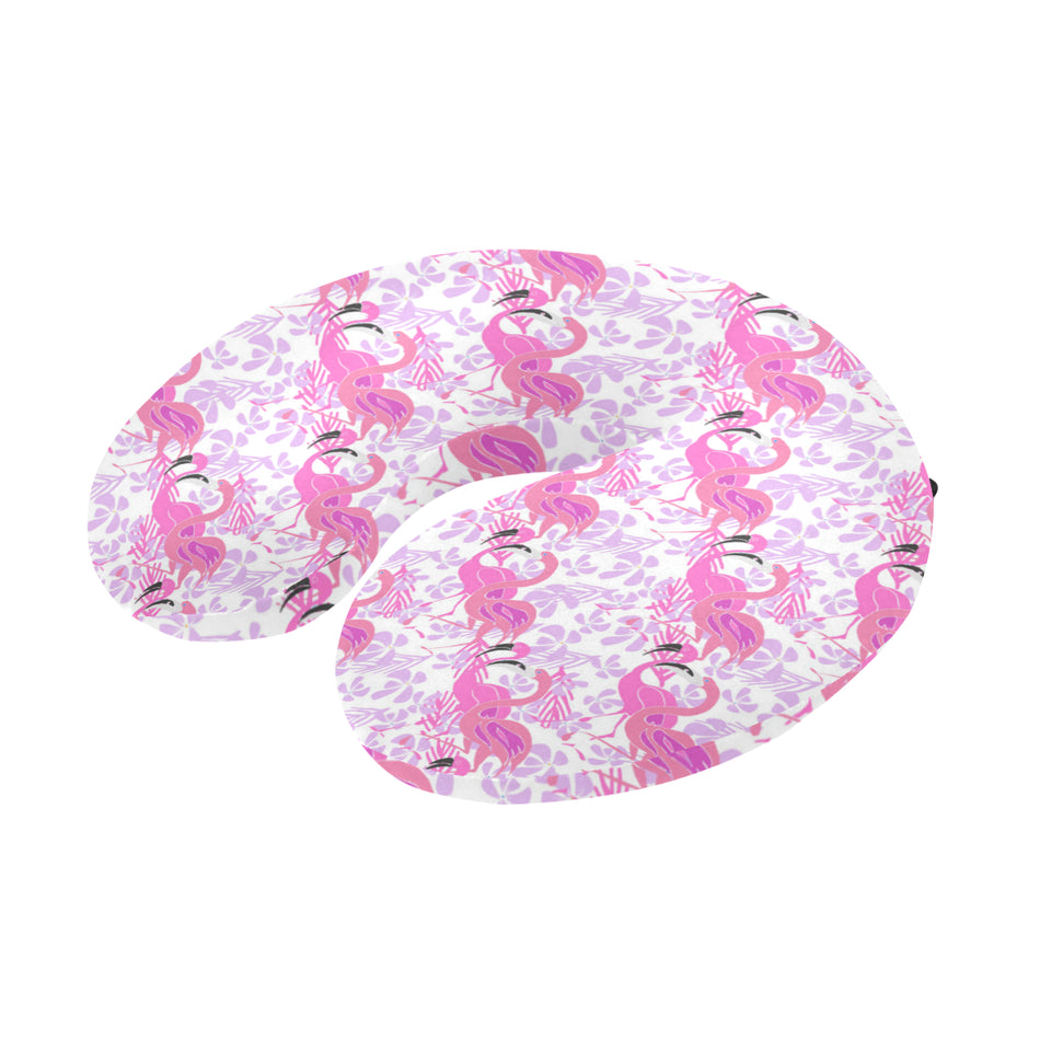 Pink flamingo flower pattern U-Shaped Travel Neck Pillow