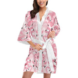 Pink flamingos pattern background Women's Short Kimono Robe