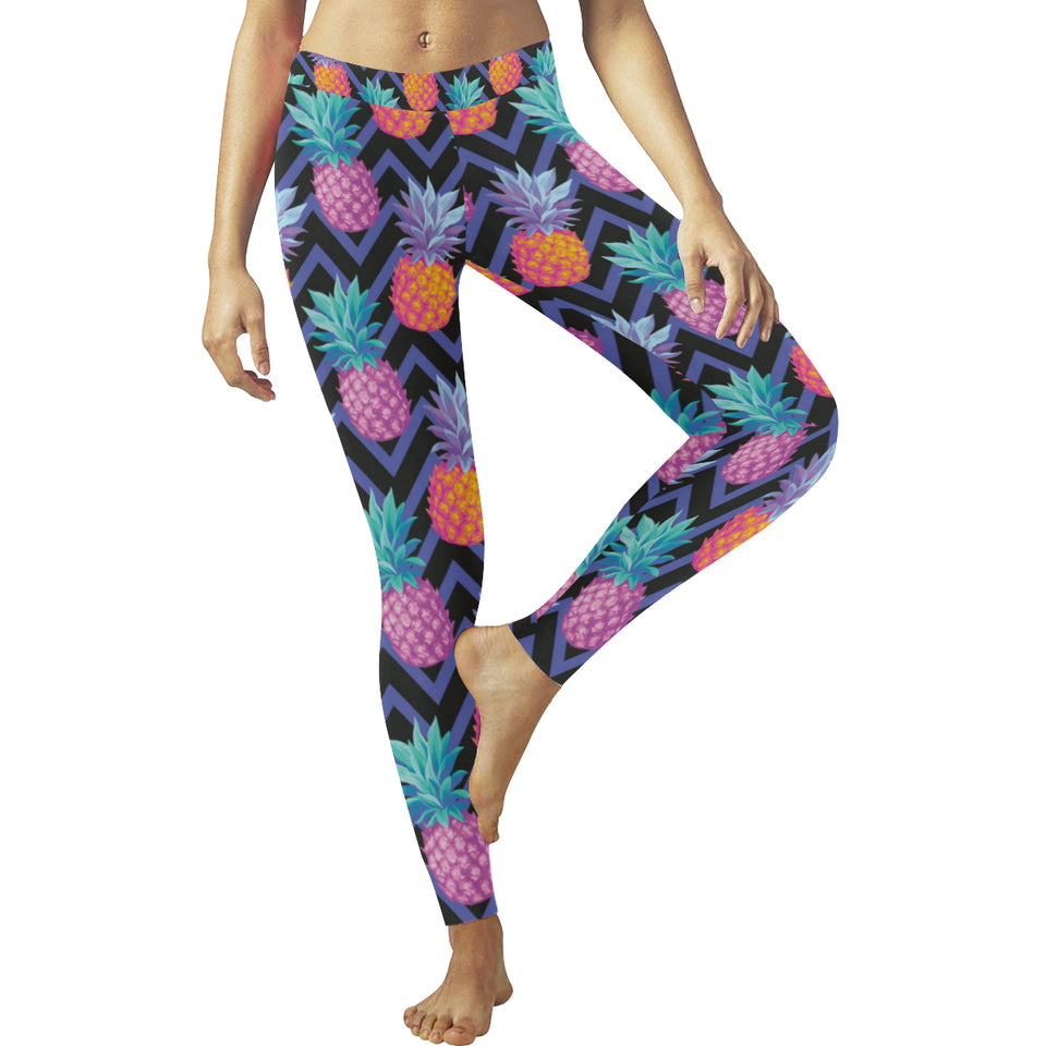 Pineapples pattern zigzag background Women's Legging Fulfilled In US