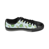 Durian pattern blue background Men's Low Top Canvas Shoes Black