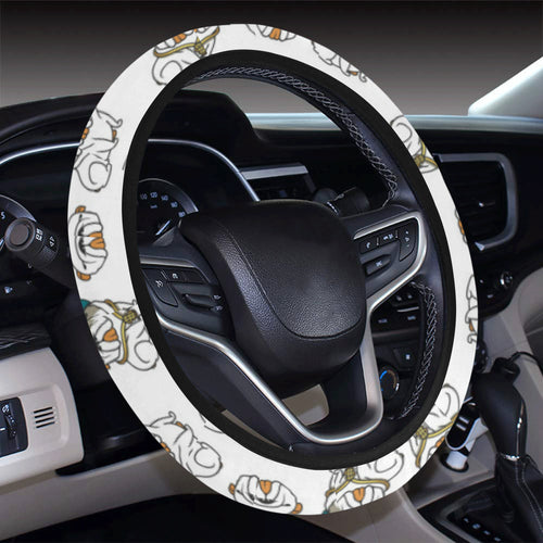 English Bulldog Pattern Print Design 03 Car Steering Wheel Cover