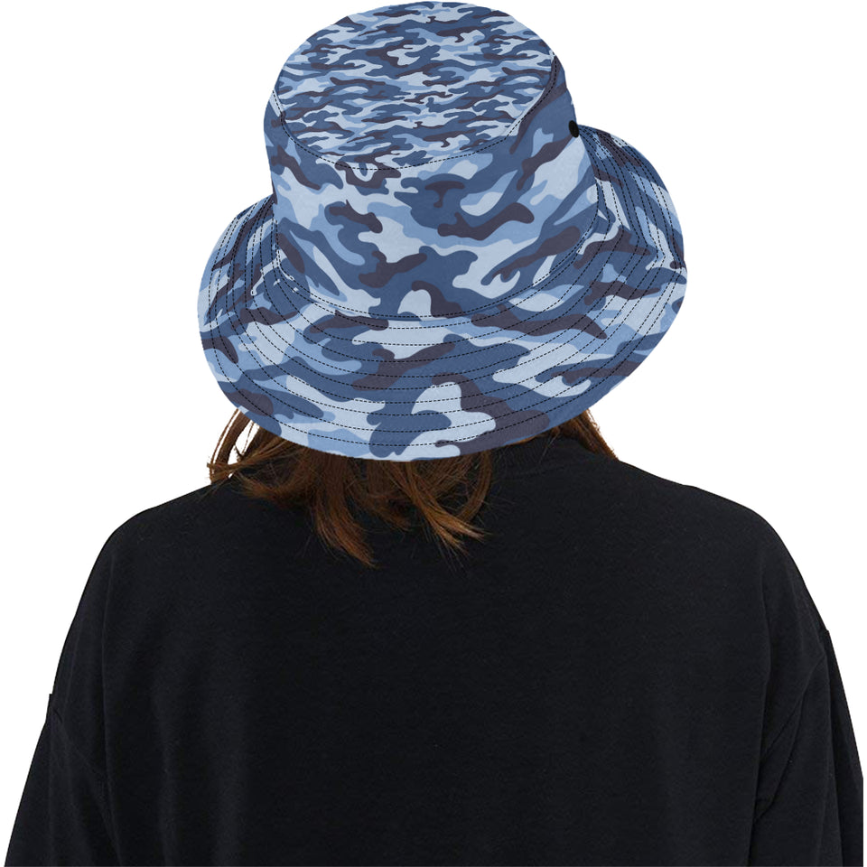 Blue camouflage pattern Unisex Bucket Hat