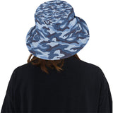 Blue camouflage pattern Unisex Bucket Hat