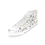 Anchors Rudders pattern Women's High Top Canvas Shoes White