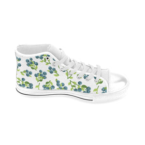 blueberry white background Men's High Top Canvas Shoes White