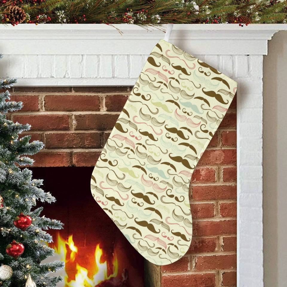 Mustache Beard Pattern Print Design 01 Christmas Stocking