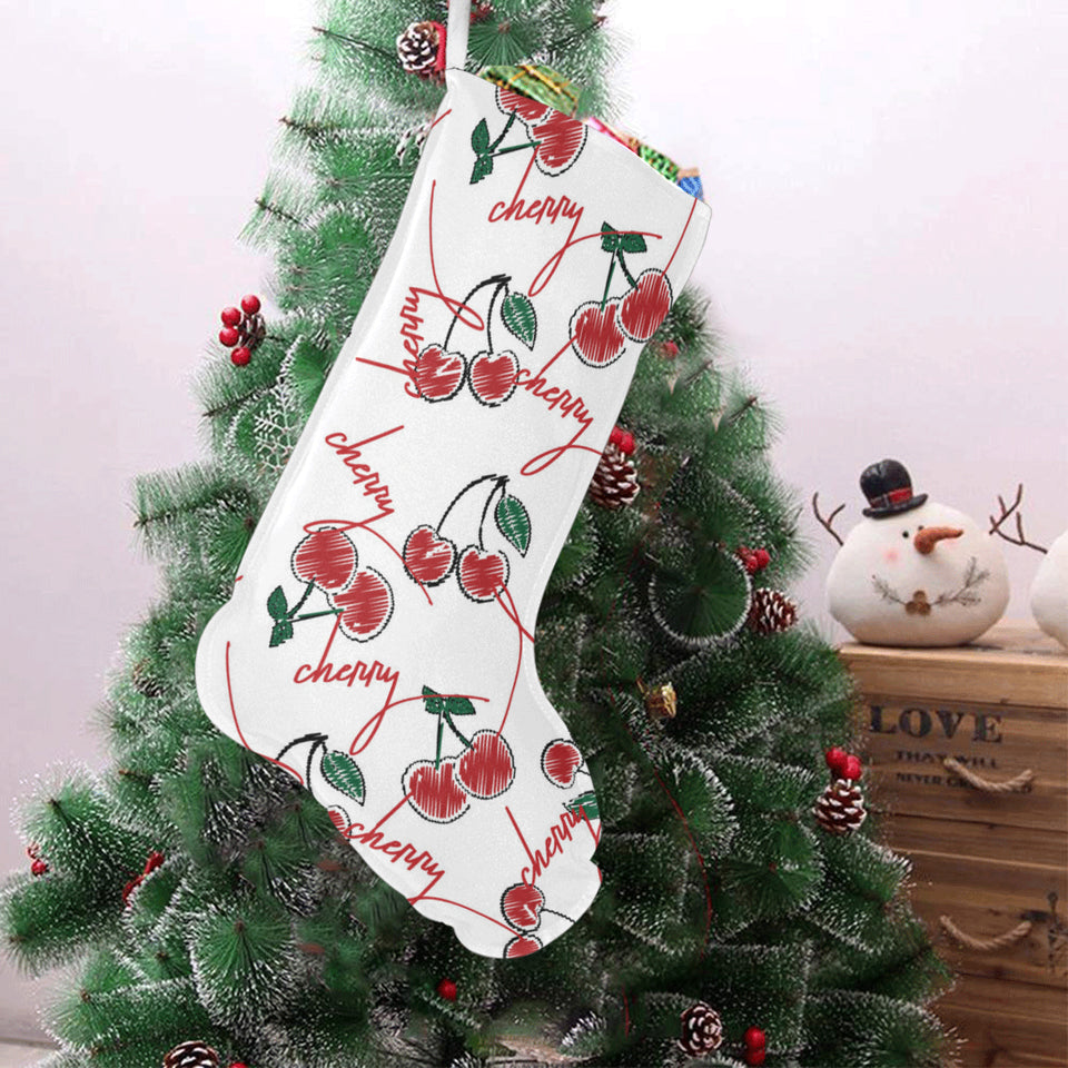 Hand drawn cherry pattern Christmas Stocking