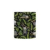 Cute sloths tropical palm leaves black background Morphing Mug Heat Changing Mug