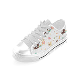 Cute Chihuahua puppie pattern Men's Low Top Shoes White
