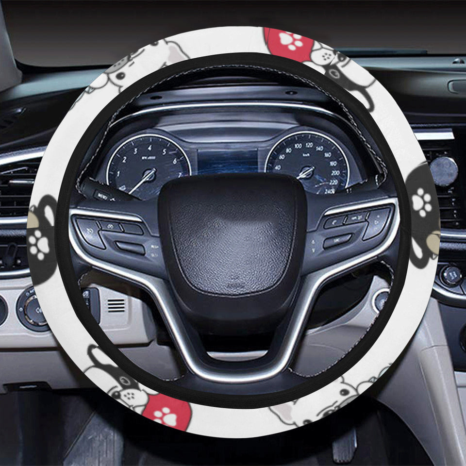 French bulldog cup paw pattern Car Steering Wheel Cover