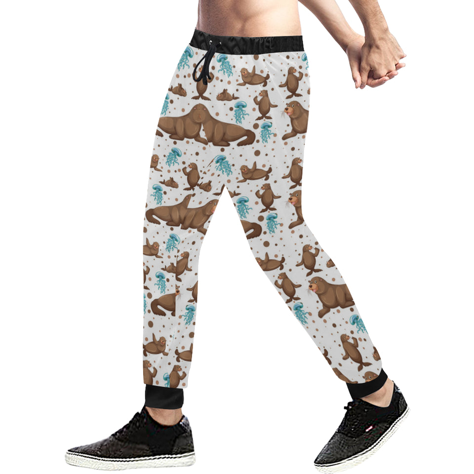 sea lion Seals jellyfish pattern Unisex Casual Sweatpants
