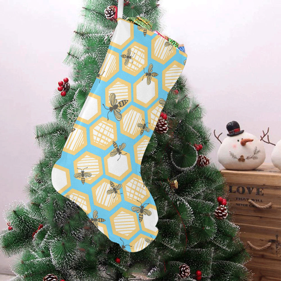 Bee honeycomb pattern Christmas Stocking